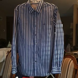 American Eagle blue and white stripe men’s shirt L